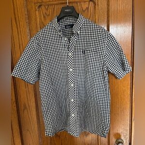Fred Perry Black and White Gingham Button-Up Shirt